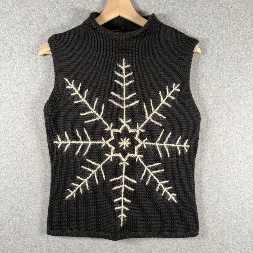 Slates janet howard sweater vest womens medium 90s vintage snowflake wool mock